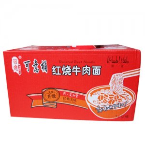 可意紅燒牛肉面箱裝桶面