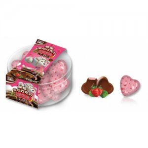 可味草莓夾心心形圓形全透明塑盒巧克力80克10粒