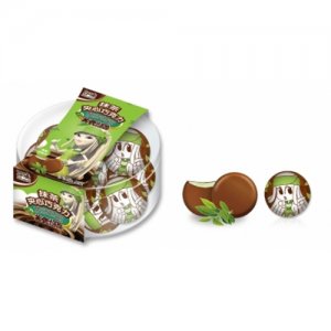 可味抹茶夾心棋子圓形全透明塑盒巧克力80克10粒