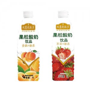 雙慧優(yōu)粒多芝士味黃桃椰果草莓椰果酸奶飲品1L