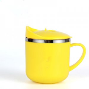 304不銹鋼兒童水杯 雙層隔熱防燙帶蓋帶手柄幼兒園口杯寶寶訓(xùn)練杯貼牌OEM/ODM