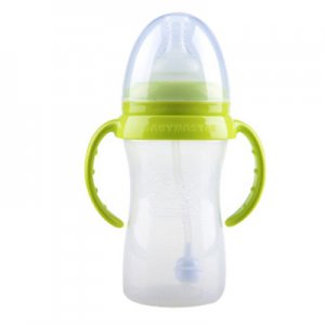 跨境批發寬口徑帶手柄自動吸管抗摔防脹氣防嗆兒童PP奶瓶貼牌定制代加工