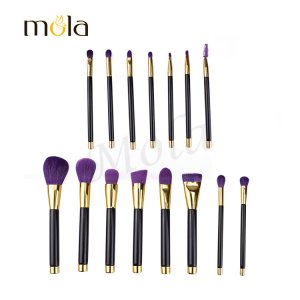 15支紫色金管動物毛化妝刷OEM/ODM代加工