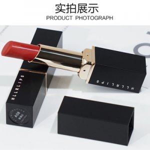HLLR霧面滋潤黑身金管口紅貼牌定制代加工