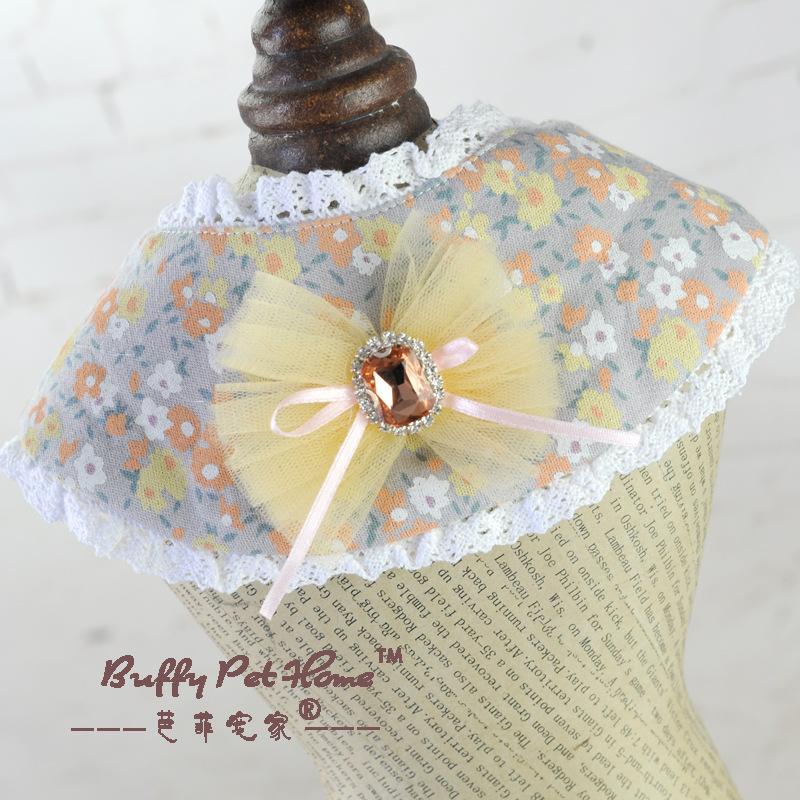 芭菲寵家廠家直銷寵物用品批發狗狗項圈口水巾項鏈蕾絲花邊小花貼牌OEM/ODM