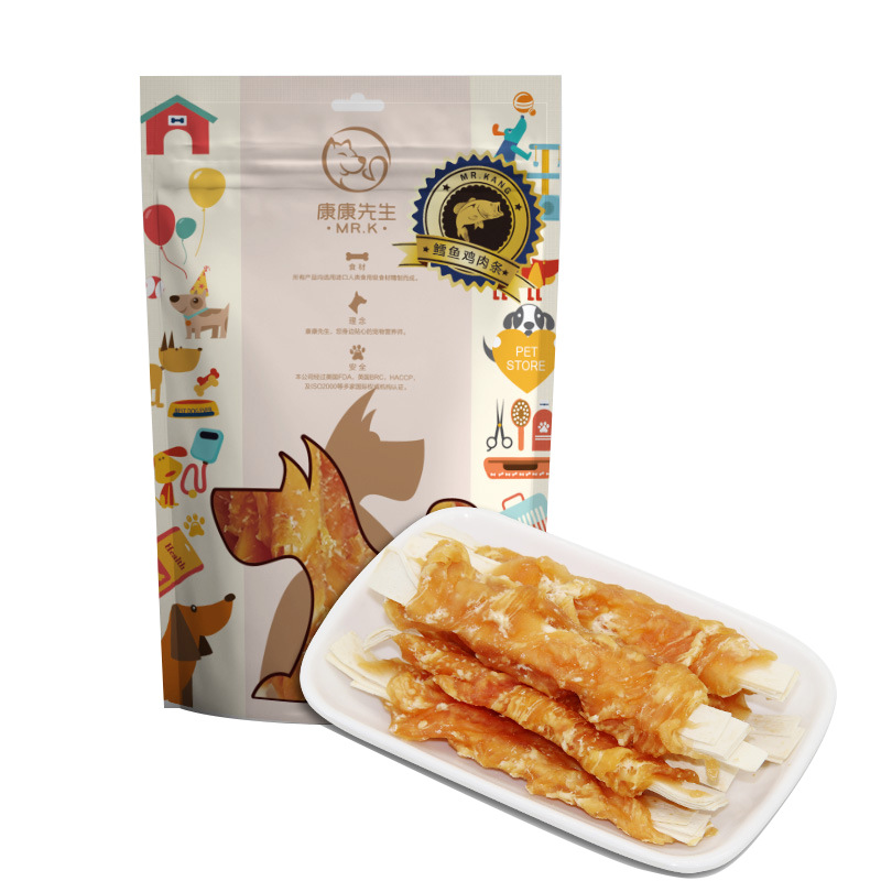 寵物零食雞肉鱈魚三明治條OEM代加工