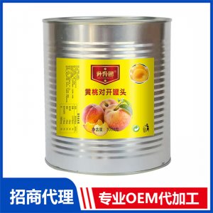 升升園黃桃對開罐頭3000克果蔬罐頭OEM貼牌 罐頭代加工廠家