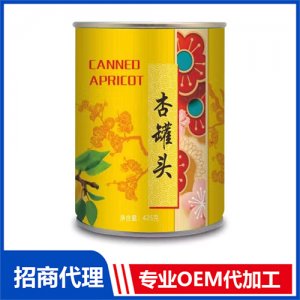 升升園杏罐頭 425g鐵罐裝水果罐頭OEM貼牌 果肉罐頭代工源頭廠家