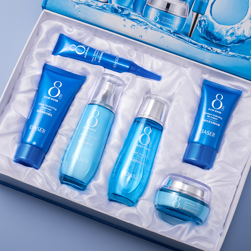 伊夏秋冬八杯水保濕滋潤補水提靚膚色面部護膚六件套OEM代加工