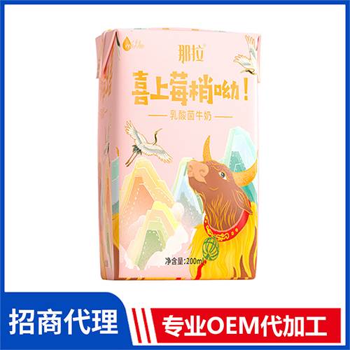 那拉喜上莓梢乳酸菌牛奶批發 0蔗糖純牛乳那拉純牛奶廠家