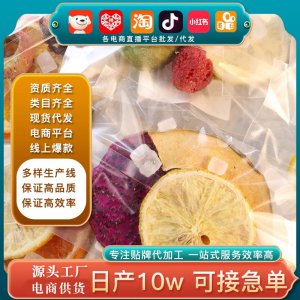 直播帶貨代發(fā)網(wǎng)紅水果茶 批發(fā)凍干火龍果橙子青桔檸檬咸檸話梅茶