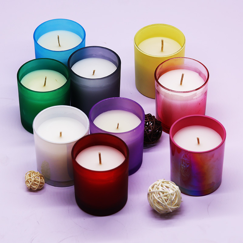 廠家直銷 銀蓋多彩香薰蠟燭植物精油大豆蠟 室內無煙伴手禮