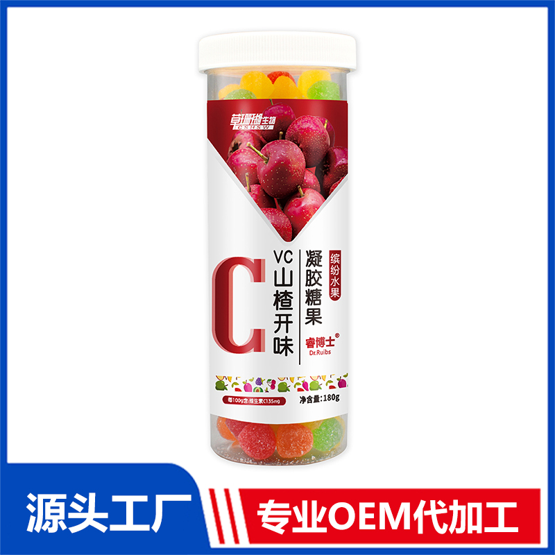 VC山楂開(kāi)味軟糖OEM/ODM貼牌 凝膠糖果代工源頭工廠